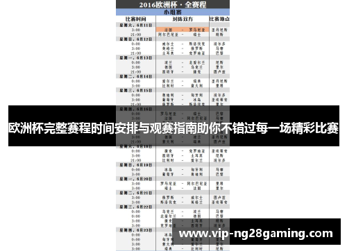 欧洲杯完整赛程时间安排与观赛指南助你不错过每一场精彩比赛